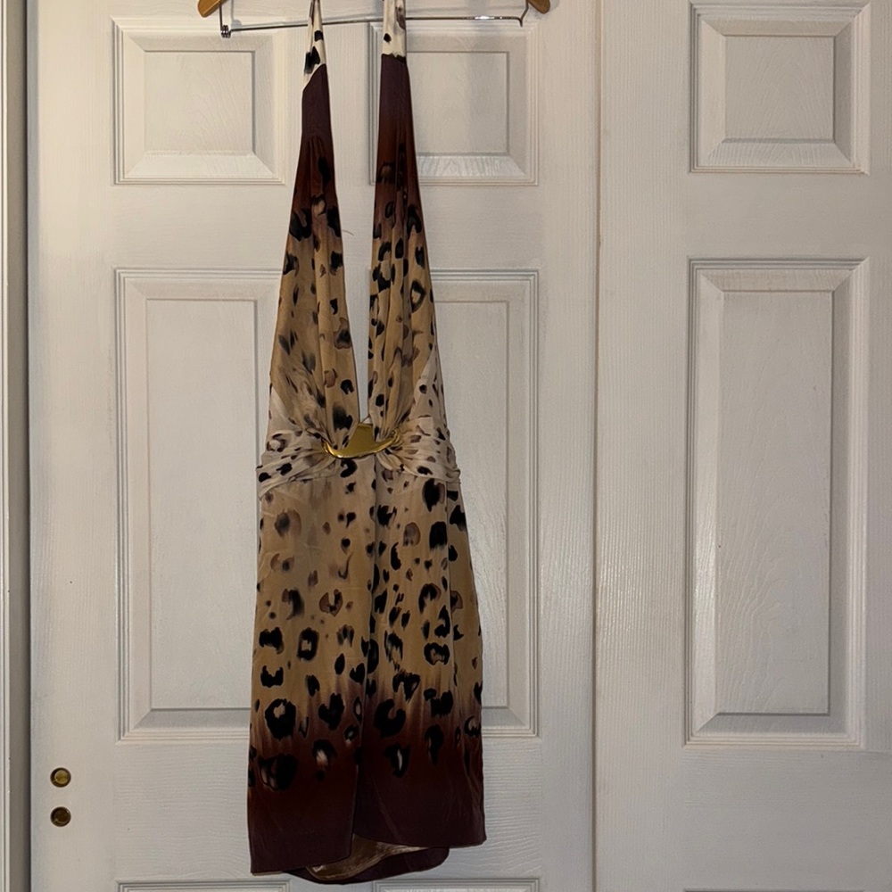 Bebe Backless Leopard Print Dress